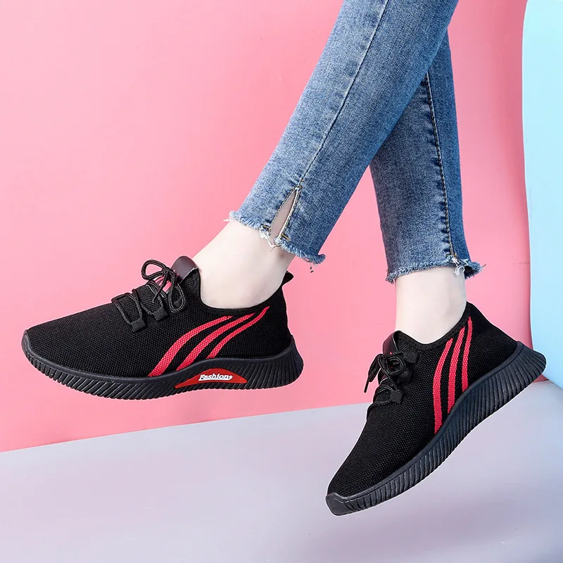 Кроссовки женские с низким верхом повседневная обувь дышащие черные|Женские
