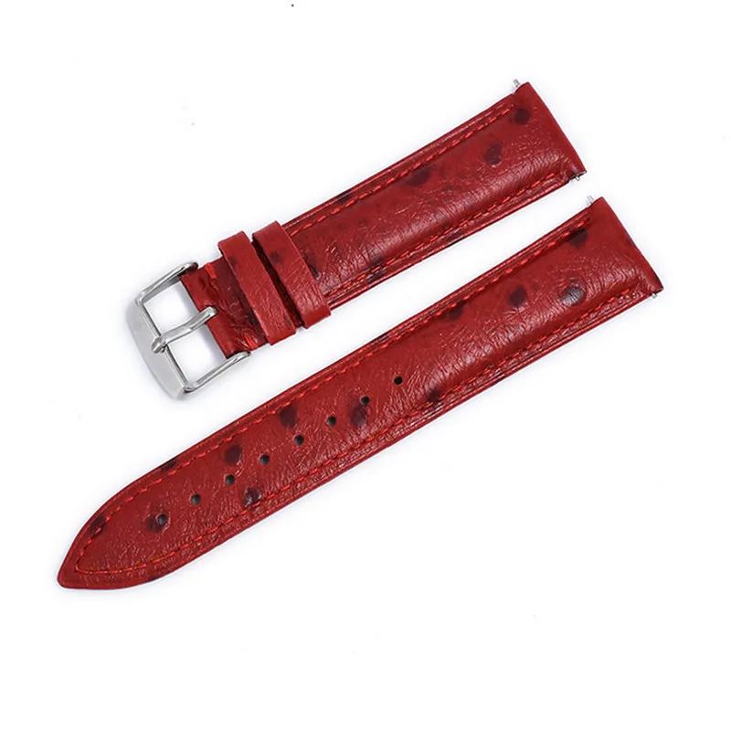 Wholesale 10Pcs/Lot 18mm 20mm 22mm Genuine Cow Leather Ostrich grain Watch Band Watch Straps Wrist Watch Part New -20201015