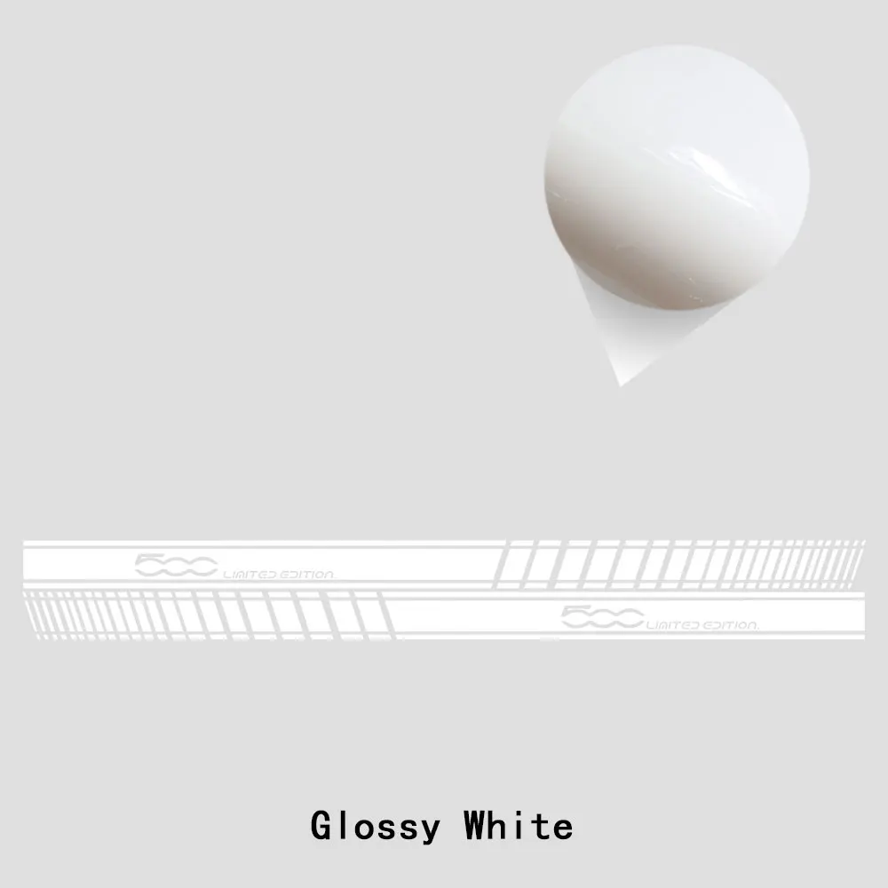 gloss white Автомобильный Стайлинг, наклейка на боковую юбку, ограниченная серия, украшение для тела, гоночная наклейка в полоску для Fiat 500 Bravo Doble Panda Ducato, аксессуары - Название цвета: gloss white