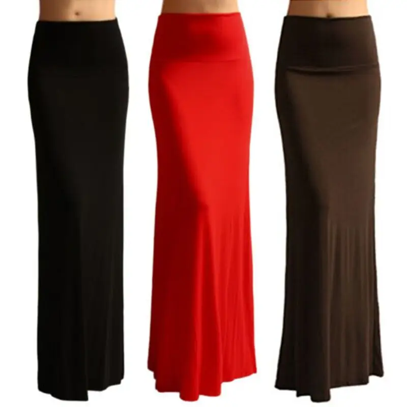 

Party Ladies Fishtail Waist A-Line Package Ywengouy Pleated Penci Long Beach Color Flare Hip Skirt High Women Maxi Solid Evening