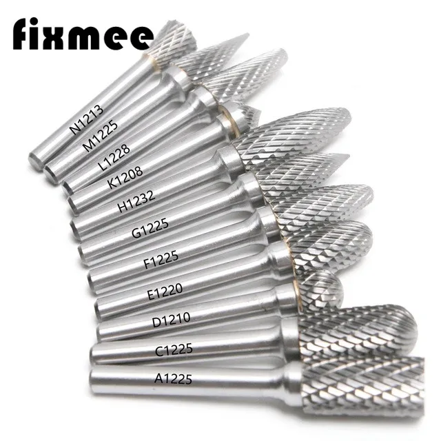11PC 6mm Shank 12mm Diameter Tungsten Carbide Rotary Files Double Cut Burr 8mm-32mm Blade Length Dremel Tool | Инструменты