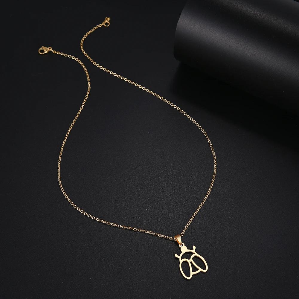 DOTIFI ожерелье из нержавеющей стали для женщин с божьей коровкой золотистого и