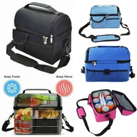 lunchbox durable waterproof thermal resistant with pockets easy carry two tiers storage spaces food storage insulated lunch box
