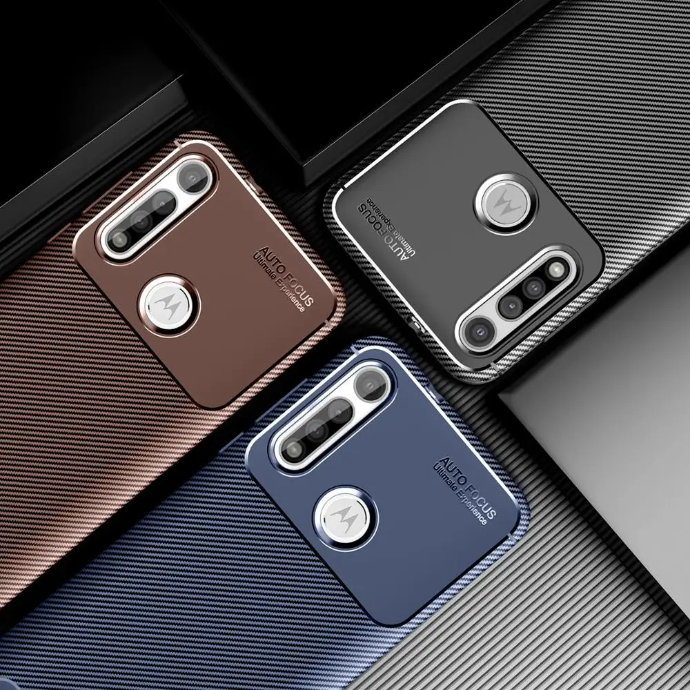 

For Motorola Moto G Fast Carbon Fiber Case Luxury Soft TPU Silicone Shockproof Cases For Moto E7 E 2020 One Hyper Back Cover