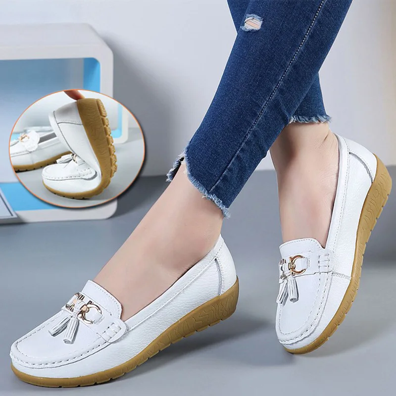 

Women Flats Ballet Shoes Cut Out Leather Breathable Moccasins Women Boat Shoes Ballerina Ladies Casual Shoes