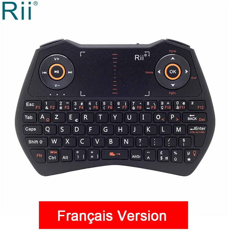 French Version Rii i28C русская французская мини беспроводная клавиатура с подсветкой 2,4 ГГц воздушная мышь с портативной сенсорной панелью для мини-ПК X96 Android tv Box - Цвет: French Version