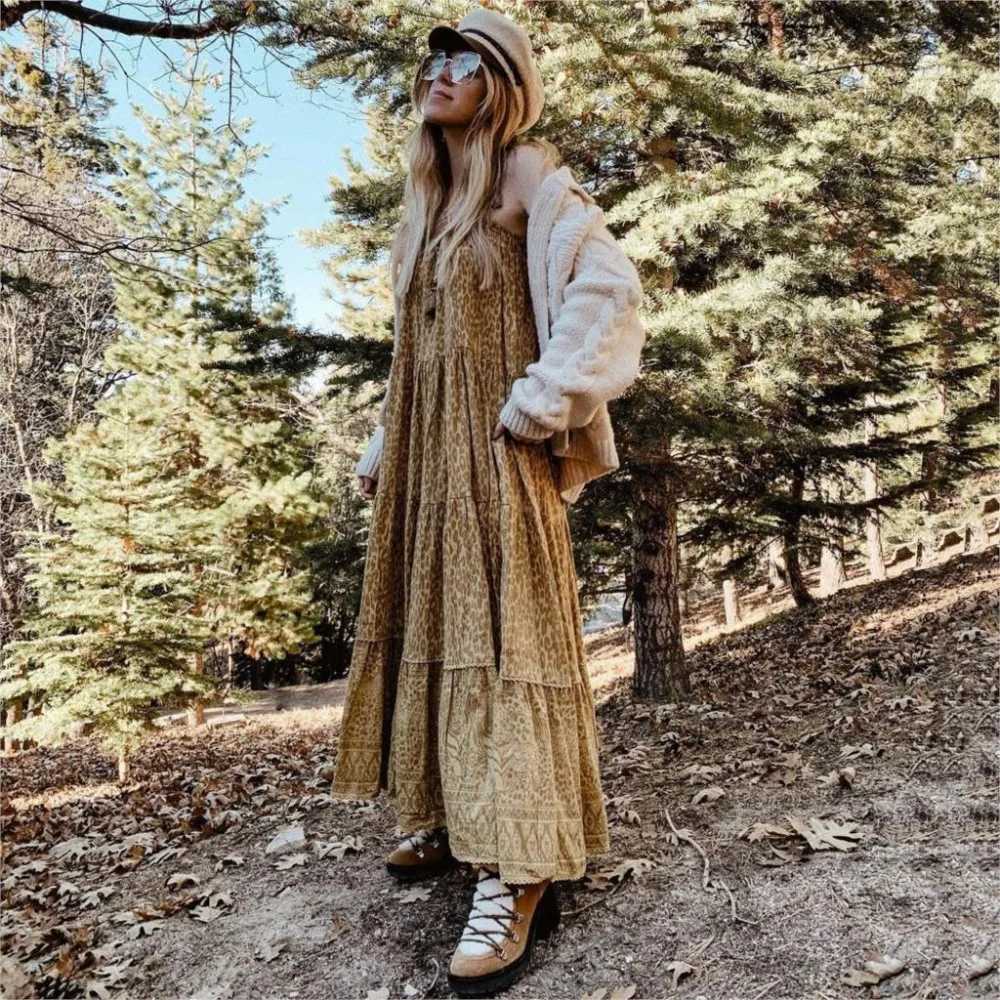 AYUALIN платье на бретелях для женщин без рукавов пляжное цыганское длинное летнее