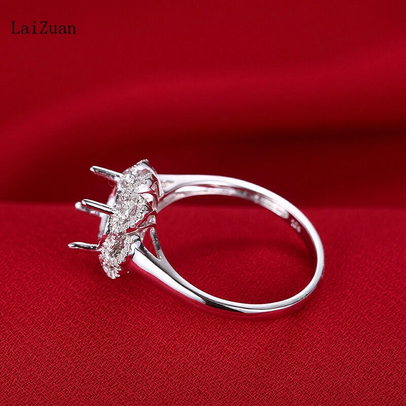 

Wedding Party 10K White Gold Round 7mm to 8mm Natural Diamond Semi Mount Ring