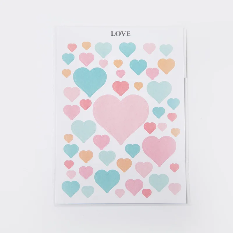 

New 2021 Colorful Decorative Colored Heart-Shaped Adhesive Sticker