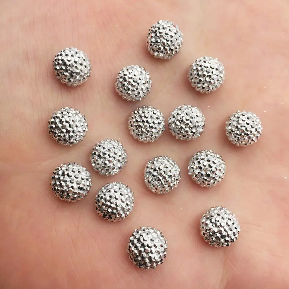Новинка серебристые и золотистые полимерные 3D бусины 6/8/10/12 мм полушарики плоская