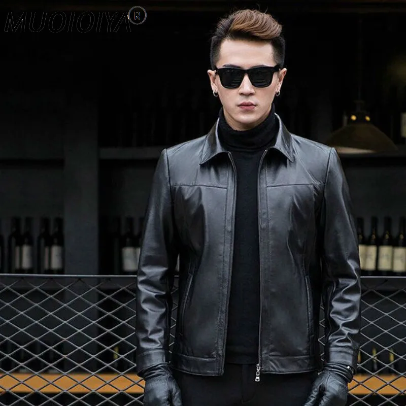 

2021 New Spring Autumn Men Fashion Style Solid Color Faux Leather Jacket Male PU Leather Slim Short Motorcycle Coats S222