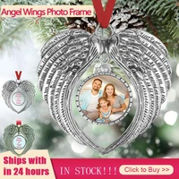 angel wings photo frame christmas decor family keepsake new year craft christmas tree ornament hanging pendants party home diy