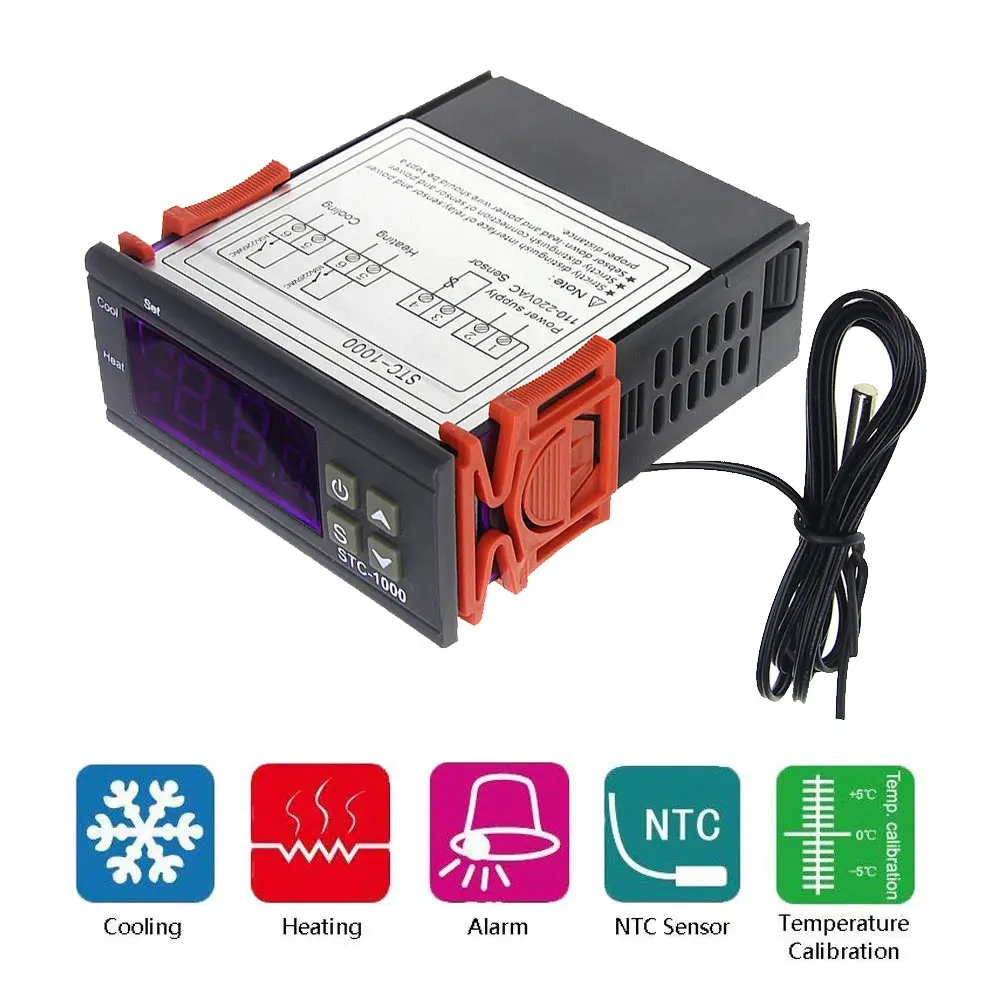 СВЕТОДИОДНЫЙ цифровой термостат для инкубатора STC-1000 STC 1000 терморегулятор реле 12
