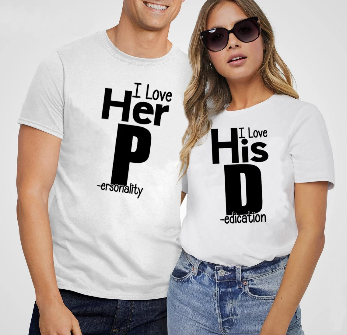

Футболка с надписью «I Love His D I Love Her P» для мужчин и женщин