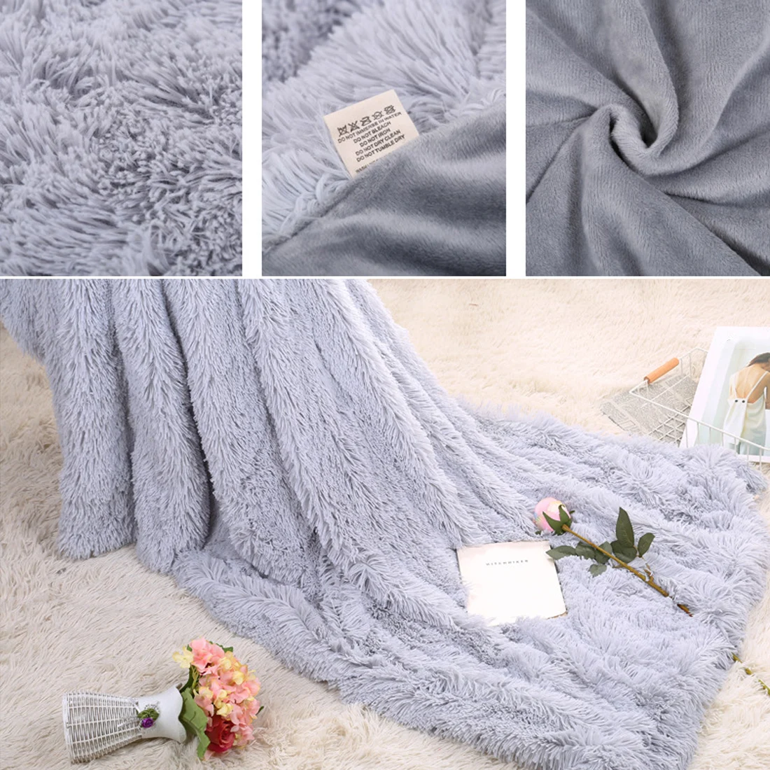 

Super Soft Long Shaggy Fuzzy Fur Faux Fur Warm Elegant Cozy With Fluffy Sherpa Throw Blanket 130*160cm/160*200cm