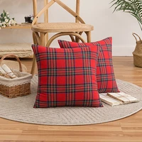 2022 christmas buffalo check plaid throw pillow covers cushion case polyester for farmhouse home decor red and black