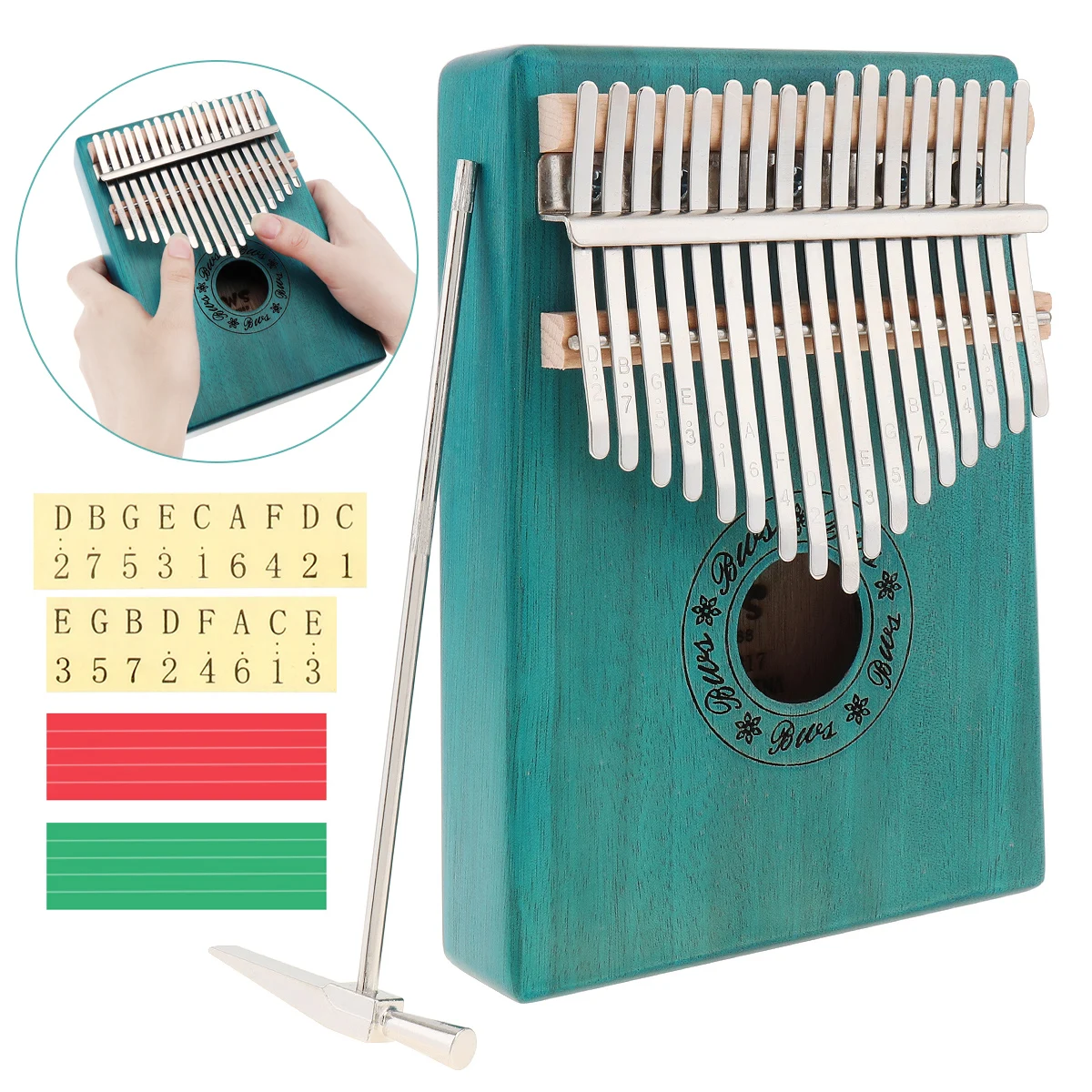 17 клавиш Kalimba Одиночная доска красное дерево большой палец пианино Mbira мини