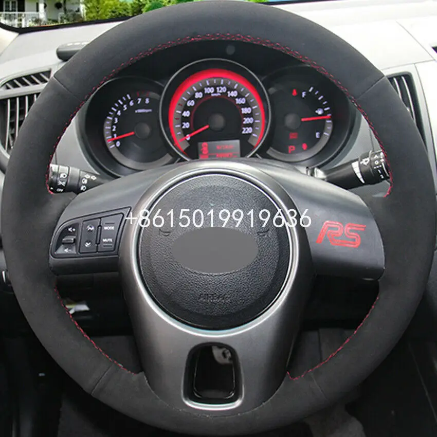 

Black Suede DIY Hand-stitched Car Steering Wheel Cover Wrap Cover Car interior decoration for Kia Forte 09-14 Soul