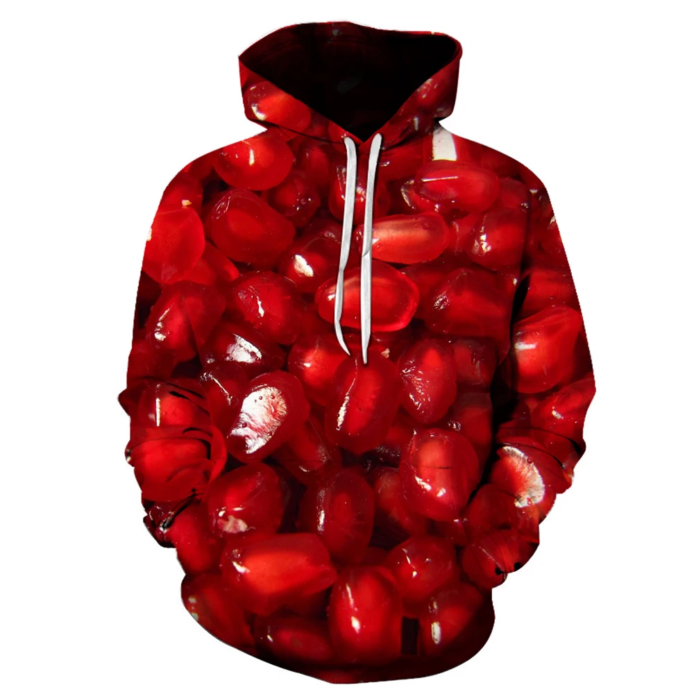 

New Fashion 3D Print Hoodies Funny Hoodies Strawberry pomegranate pineapple Print Pullover Sleeve Streetwear Sweatshirt Hoodies