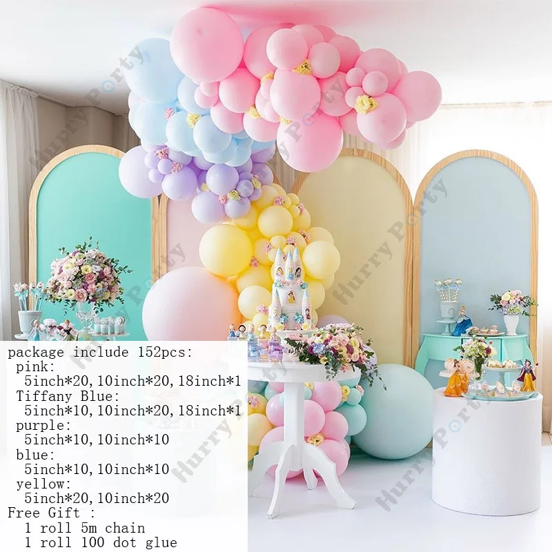 152 шт. Macaron розовый синий шар гирлянда арочный комплект Фиолетовый латексный для