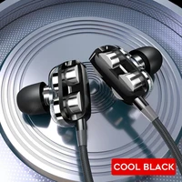 single dual dynamic quad core speaker 3 5mm earphone control music headset 1 2m in ear gaming headset karaoke earphone with mic