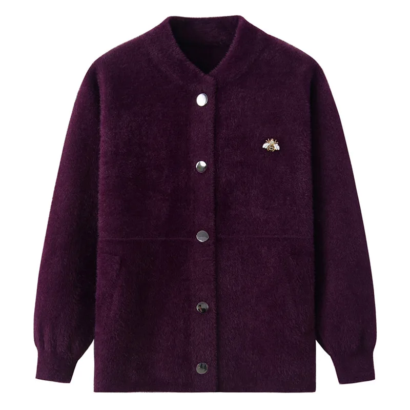 Пальто из искусственной норки и кашемира для женщин среднего возраста вязаный