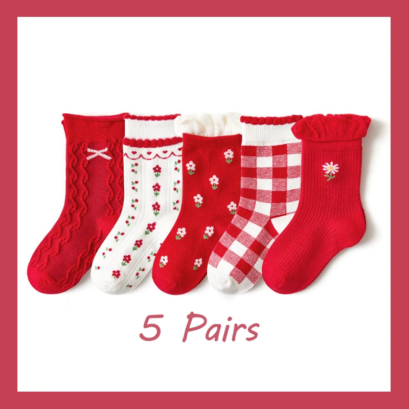 5 парт/Лот Детские Разноцветные носки с принтом для девочек зимние осенние