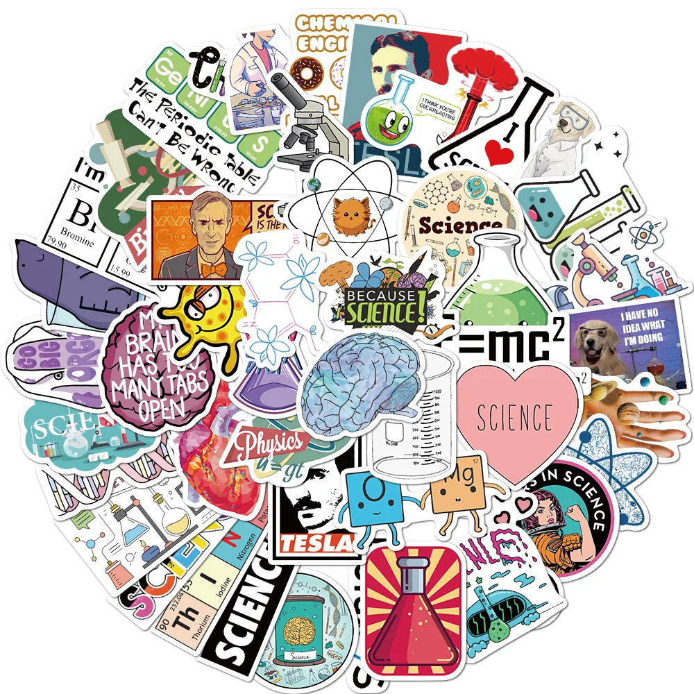 50Pcs Science Experiment Chemical Programming Stickers For Laptop Phone Luggage Waterproof Stationery Sticker Decals Kids Toy | Мобильные