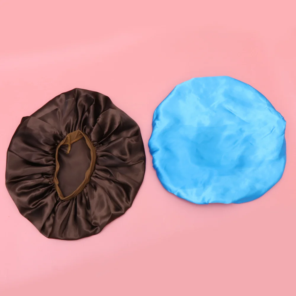 

2pcs Large Size Nightcaps Hair Care Hat Elastic Exaggerating Night Cap Sleeping Head Cover for Red and Black