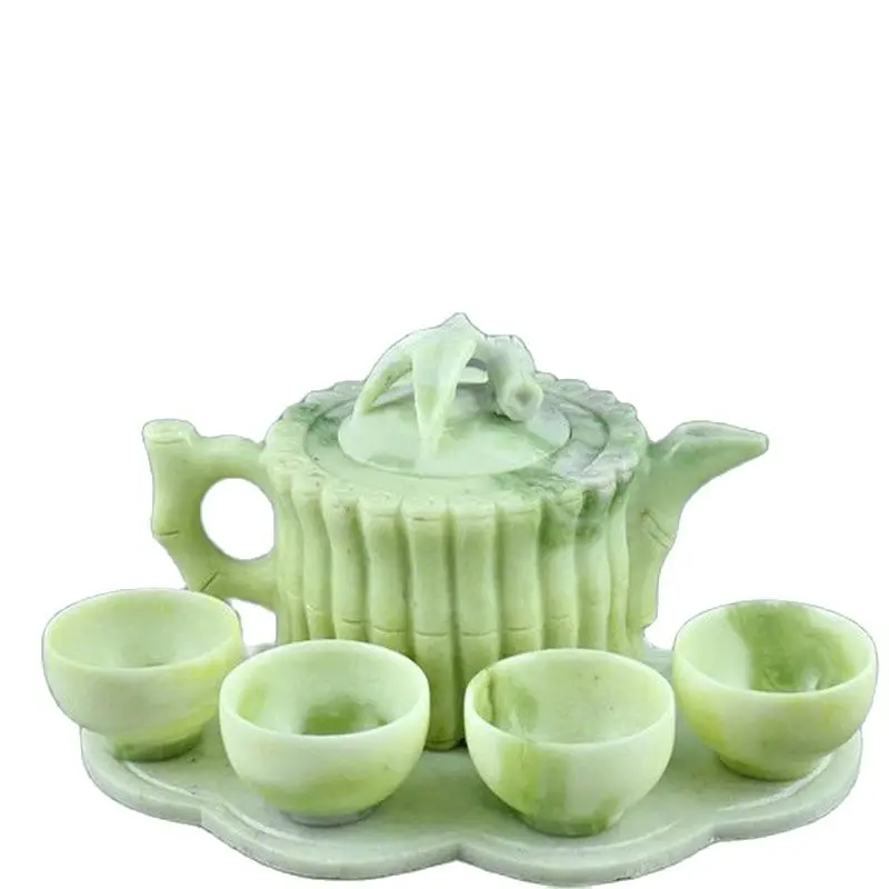 Чайник и набор для вина из натурального нефрита ручной работы|Статуэтки