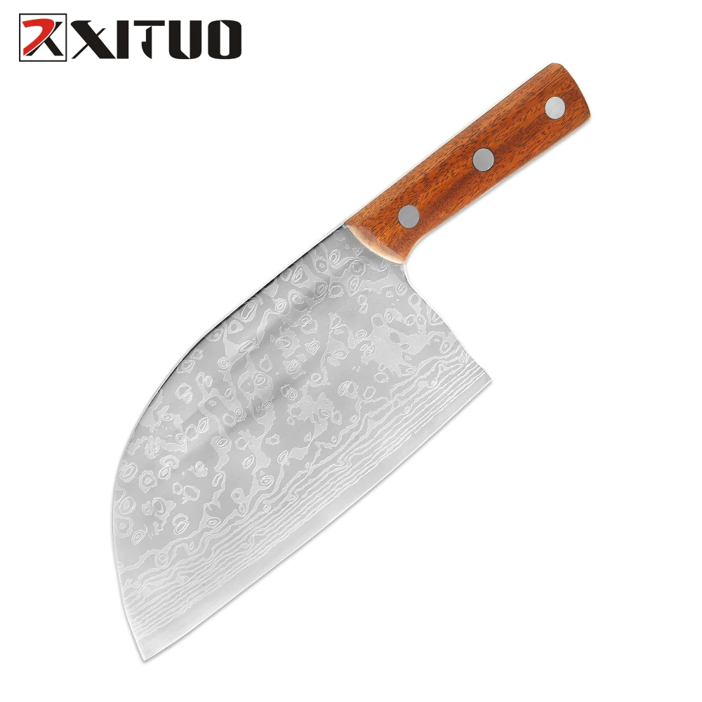 

XITUO8 Inch Kitchen Chef Knife Meat Cleaver Full Tang 5Cr15 Stainless Steel Handmade Forged Rosewood Handle Cooking Tool New