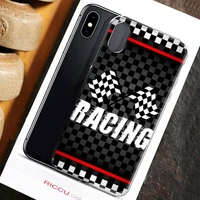 race car flag phone case transparent for iphone 13 12 11 pro max mini xs 8 7 6 6s plus x se 2020 xr phone covers