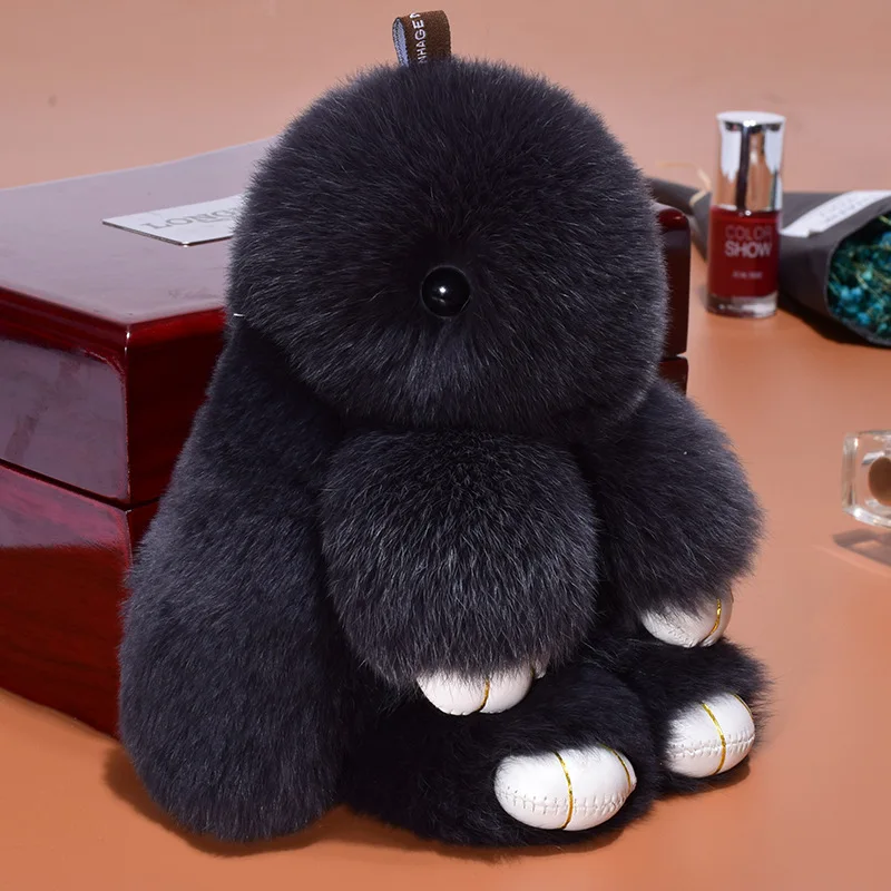 Брелок для ключей с милым плюшевым Кроликом женский меховой помпон кольцо