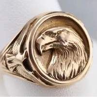golden eagle head rings stainless steel cool boy band party eagle ring domineering men ring gothic punk male ring unisex jewelry