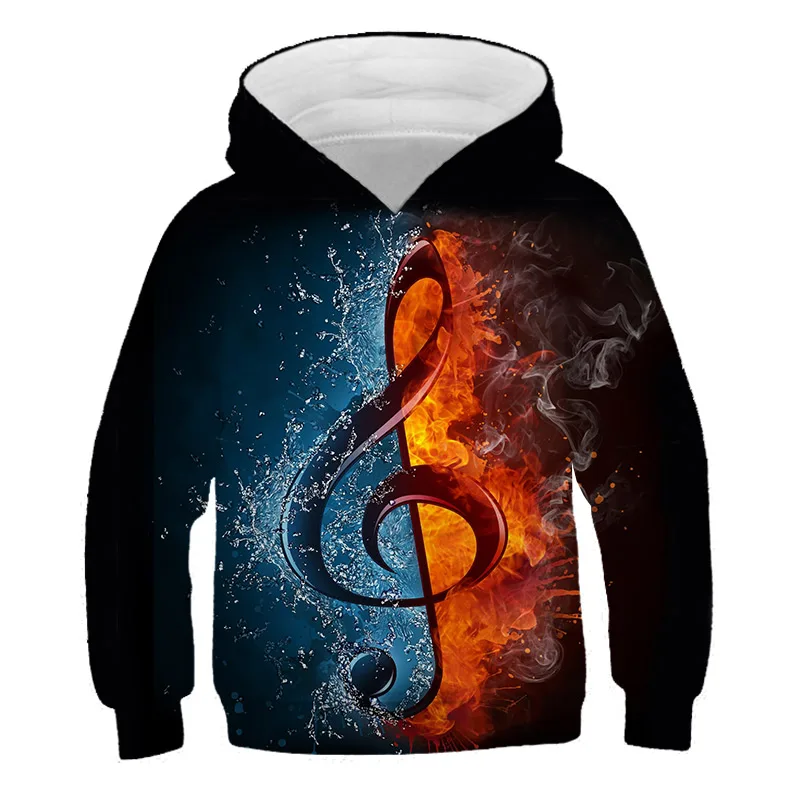 

Spring Children's Top Long Sleeve Hoodies 3D Cartoon Music Symbol Hoodies for Boys and Girls 2021 Hot Sold