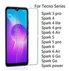 Закаленное стекло для Tecno Spark 6 5 4 3 Air Pro 4 Lite Go Power, Защитная пленка для экрана Spark 6 Go защитная пленка, стекло, стекло