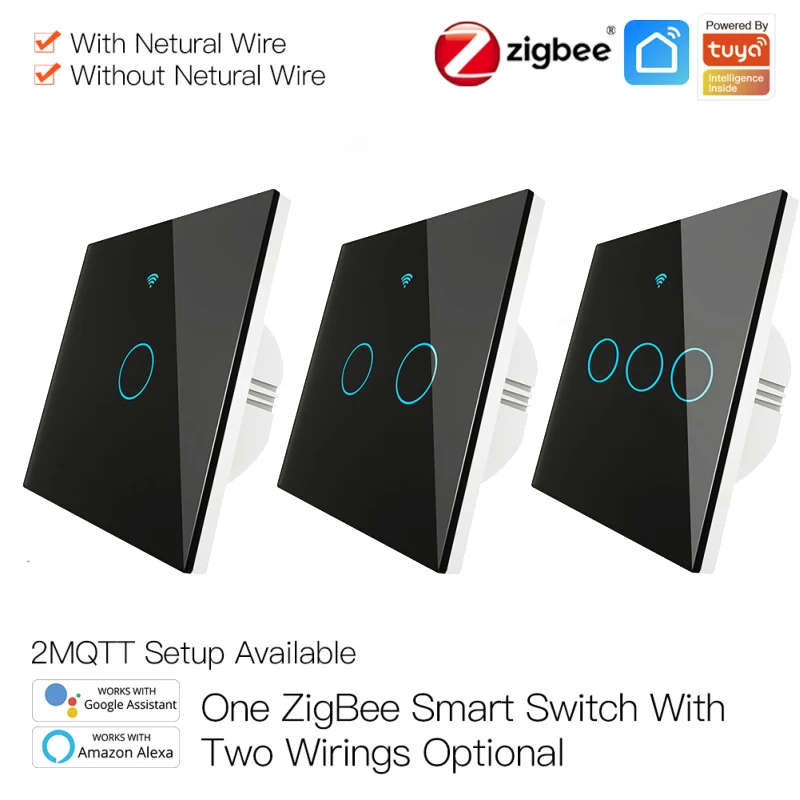 

ZigBee Single Fire Zero Fire Universal Smart Switch Wireless Remote Control Light Touch Switches For Alexa Google Home