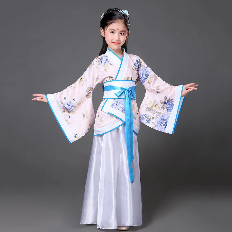 2020 New Children Traditional Chinese Dance Costume Kids Girls Long Sleeve Fan Hanfu Dress Child Clothing Ancient | Детская одежда и
