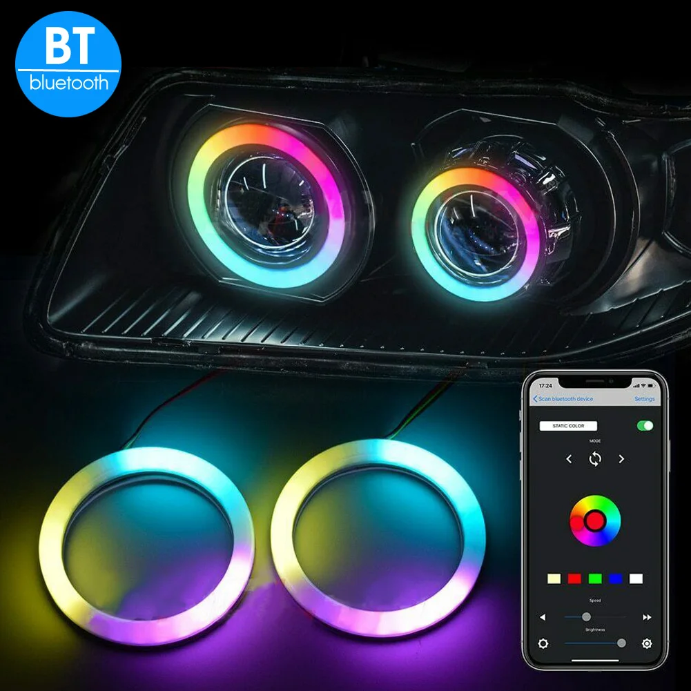 2 шт./компл. Rgb Ангельские глазки Bluetooth App Управление гало кольца Cob хлопок