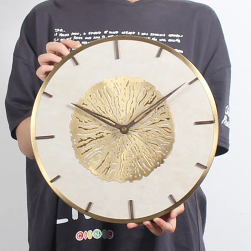 Nordic Luxury Marble Wall Clock Modern Design Atmospheric Style Living Room Decoration Hanging Watch Wall Clocks Home Decor