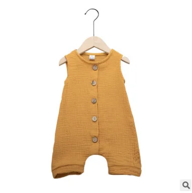 Детская одежда летние хлопковые и льняные цельные костюмы без рукавов для