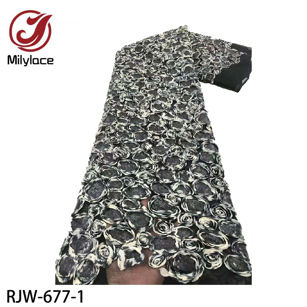 

Milylace нигерийские 3D Цветы кружевные ткани высокого качества африканские блестки кружевная ткань для свадебных материалов