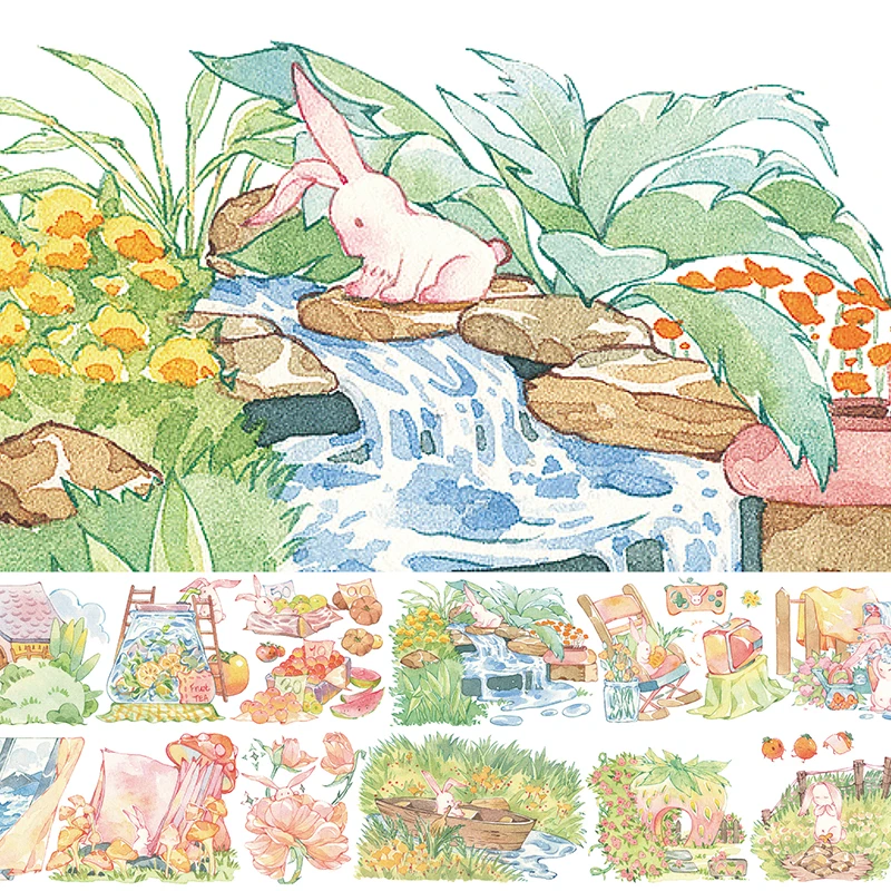

Landscaping Lovely Animal Bullet Journal Notebook Washi Tape Sticker Material Rabbit Backyard