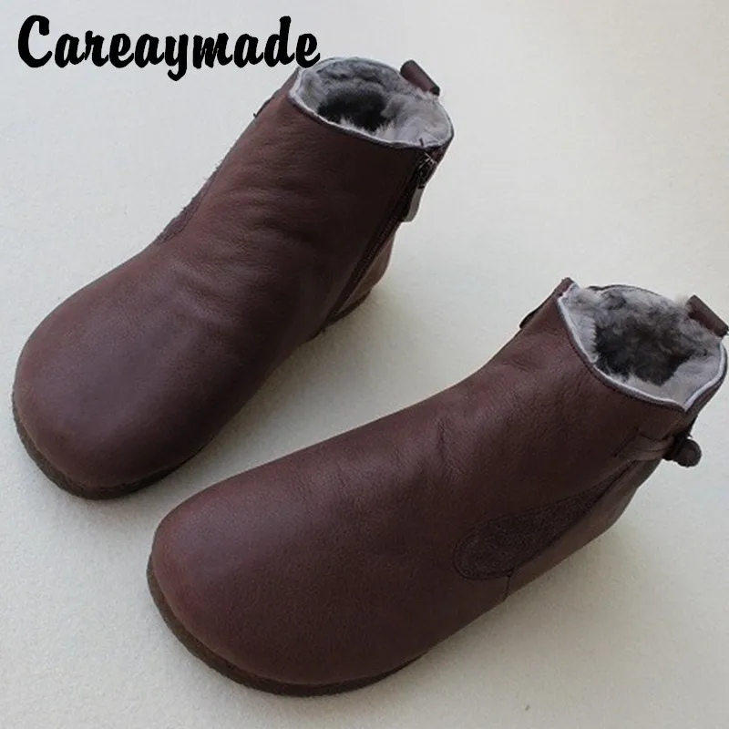 Careaymade зимние теплые высокие женские ботинки из чистой шерсти в стиле ретро