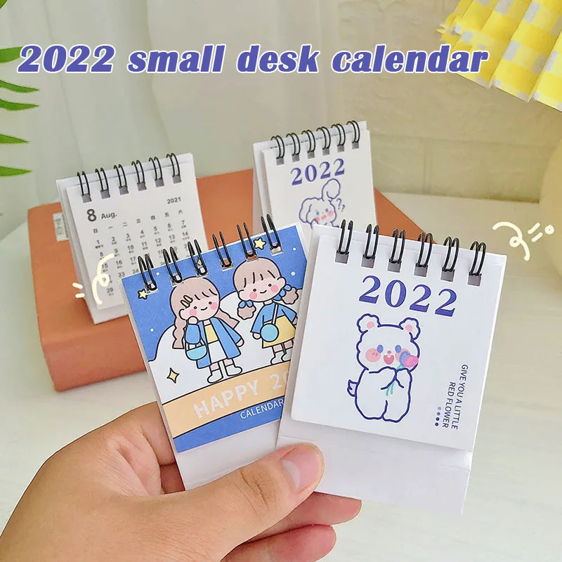 

Cute Mini Calendar Book 2022 Desktop Decoration Planner Cartoon Desk Calendar Office Desk Supplies School Student Stationery