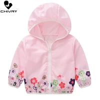 new 2020 childrens hooded sun protection clothes summer baby boys girls thin coat flower print kids beach sun jacket outwear