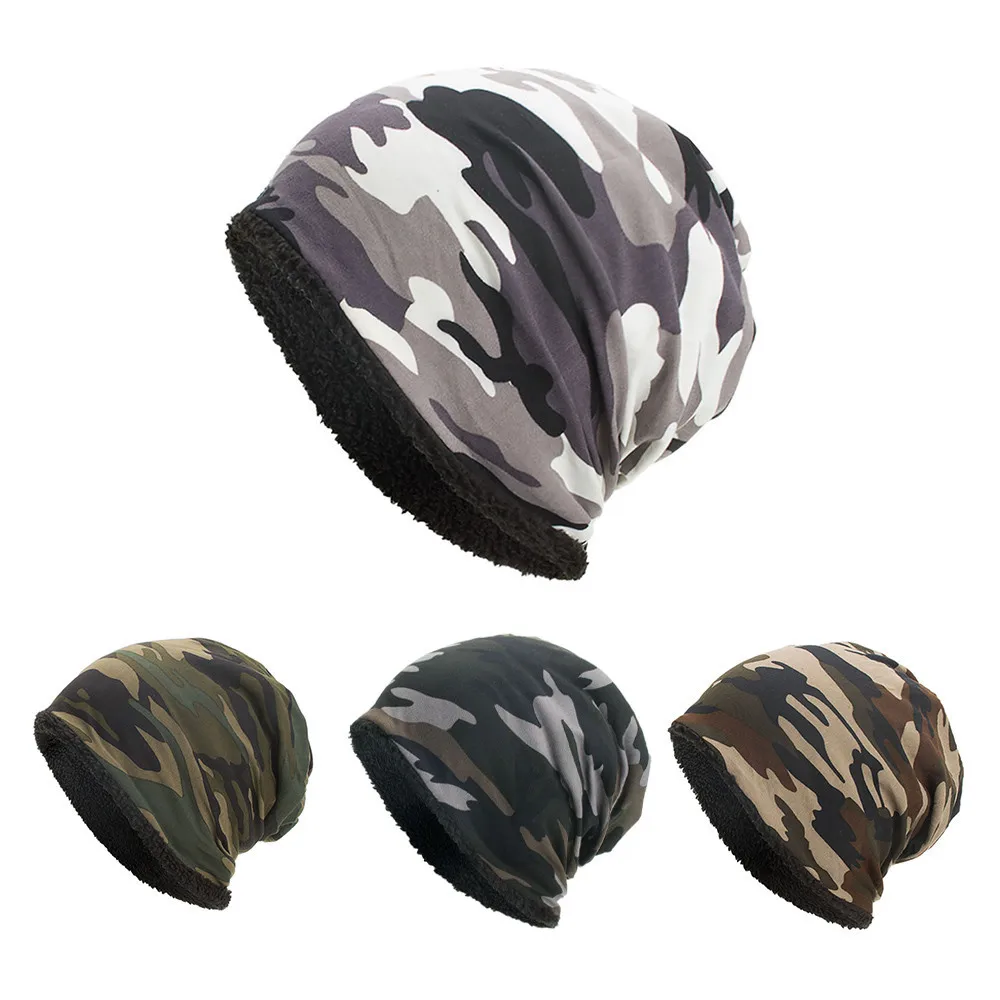 

New Fashion Women Men Warm Baggy Camouflage Crochet Winter Wool Ski Beanie Skull Cap Hat For Adult Winter Warm Soft Cap Hot Sale