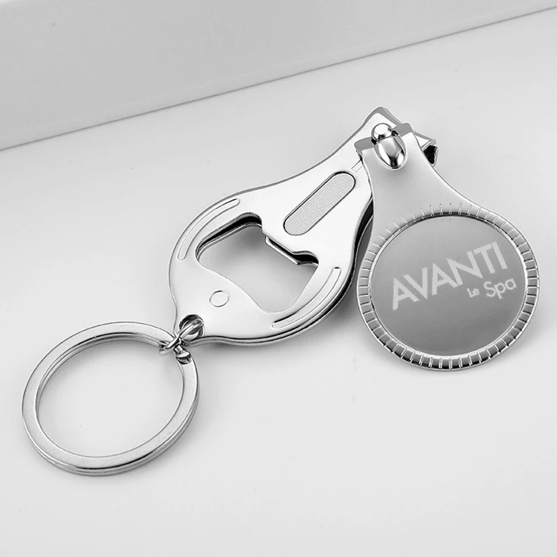 50x Personalized Nail Clipper Bottle Opener Keychain Custom Logo Promotional Gift Multifunctional Nail Clipper Cutter Key Chain
