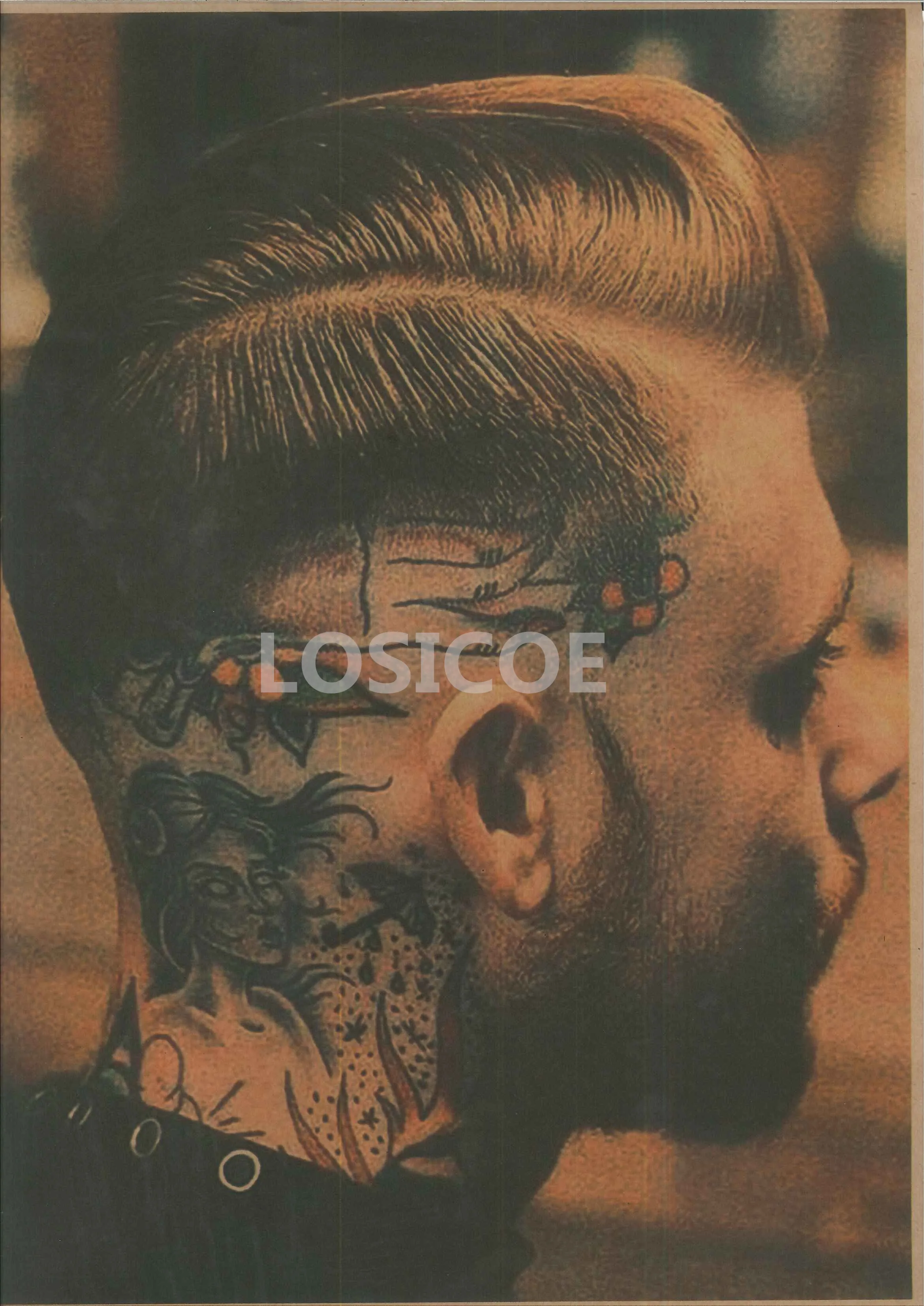 Ретро парикмахерские татуировки Узорчатая крафт-бумага постер Парикмахерская