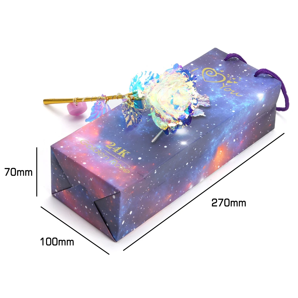 

Creative 24K Crystal Foil Presents Box Luminous Star Crystal Gold Nude Rose for Anniversary Valentine Day Wedding Christmas